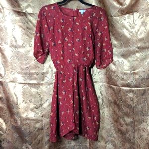 Burgundy sheer floral dress